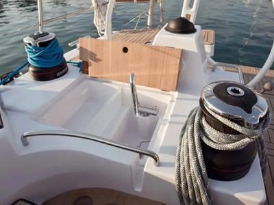 Deck of Lazy Days, a Elan Impression 50 sailboat at Split, Croatia
