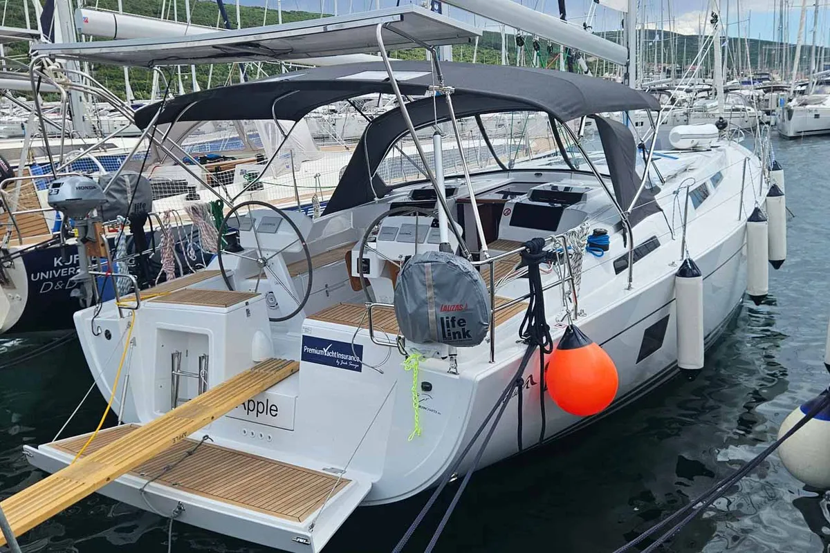Cockpit of Apple, a Hanse 458 sailboat at Punat, Croatia