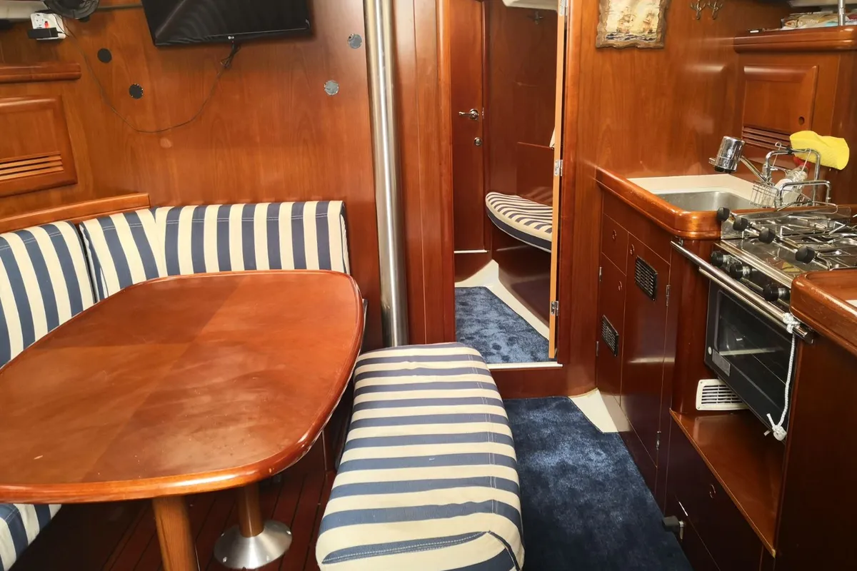 Salon of Andromeda, a Beneteau Oceanis 393 sailboat at Municipal Unit of Lefkada, Greece