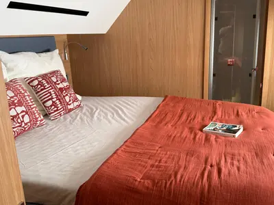 Cabin on Infinity, a Bali 5.2 catamaran at Olbia, Italy
