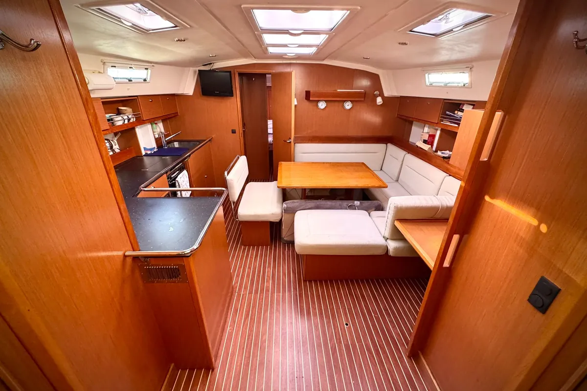 Galley of Shoogle, a Bavaria Cruiser 45 sailboat at Fethiye, Turkey