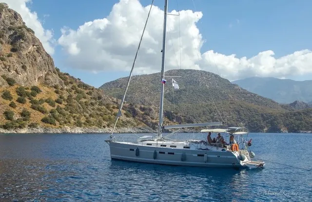 Exterior view of Shoogle, a Bavaria Cruiser 45 sailboat at Fethiye, Turkey