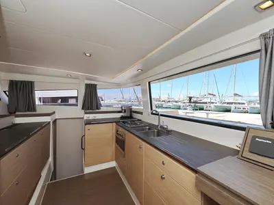 Galley of Summer Loft, a Bali 4.3 catamaran at Grad Biograd na Moru, Croatia
