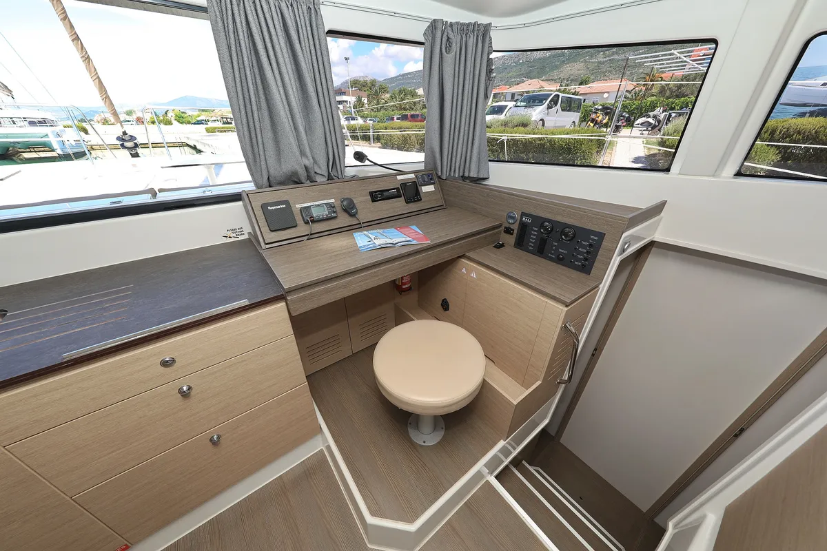 Cockpit of Summer Loft, a Bali 4.3 catamaran at Grad Biograd na Moru, Croatia