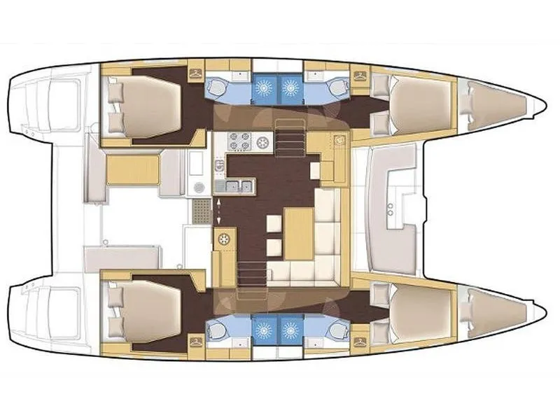 Floor plan of QUICOM, a Lagoon 450 Fly catamaran at Sant Antoni de Portmany, Spain
