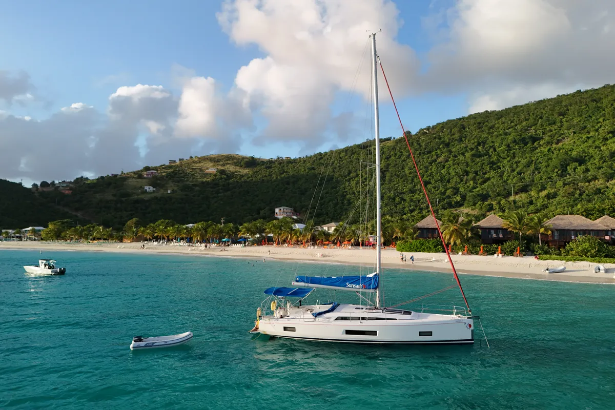 Exterior view of Oceanis 461/3/3 Premium, a Beneteau Oceanis 461 sailboat at Kontokali, Greece
