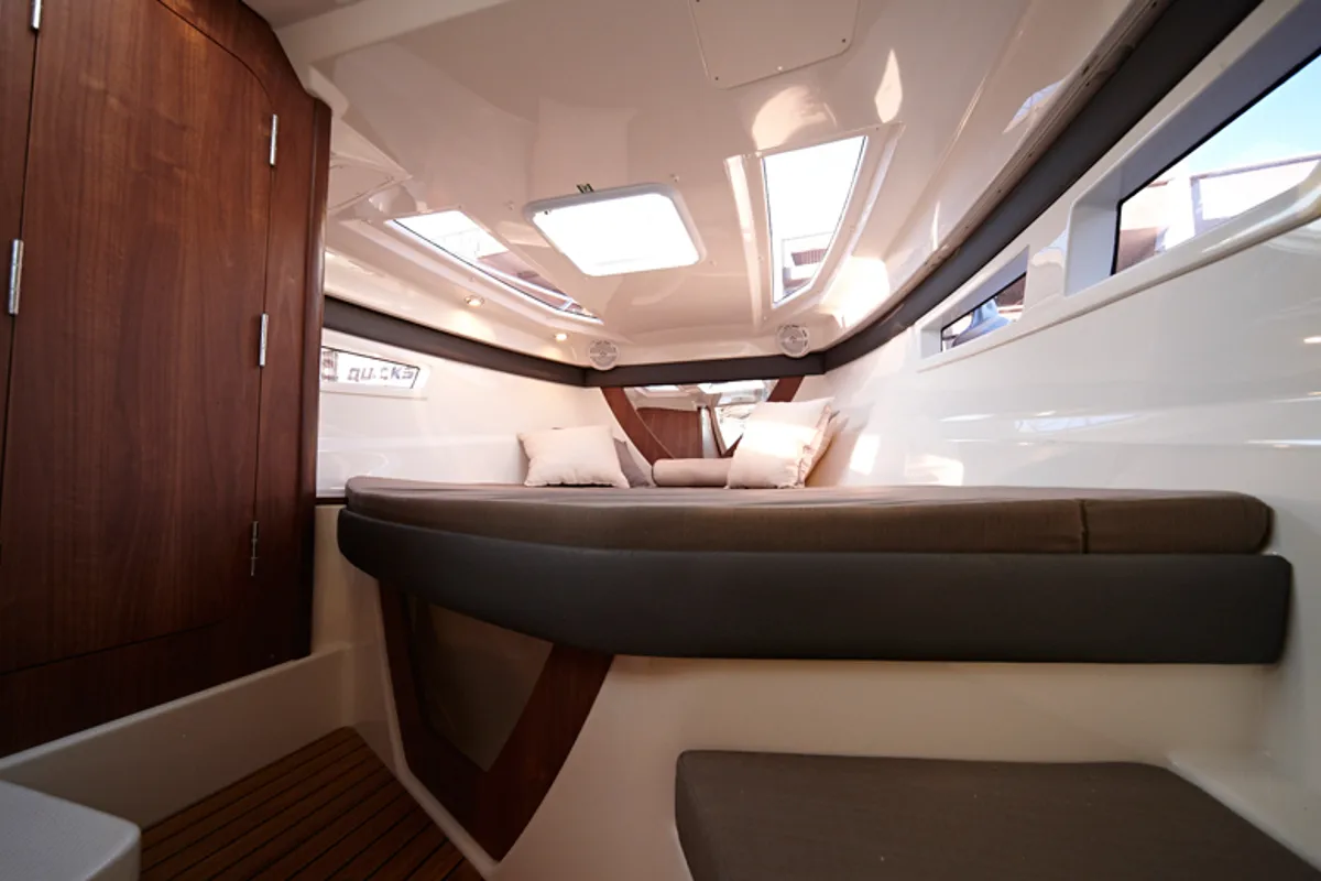 Cabin on Quicksilver 805, a Quicksilver Activ 805 Cruiser motorboat at Tribunj, Croatia