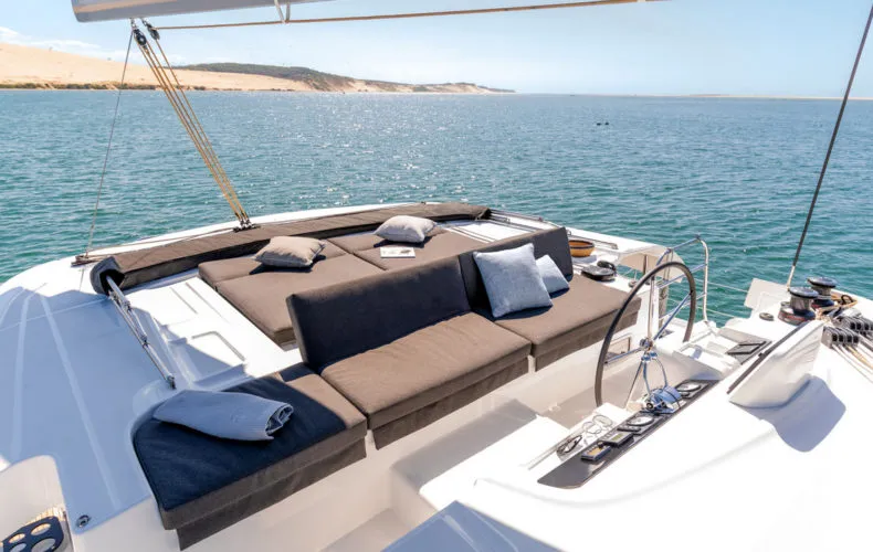 Deck of Myelli, a Lagoon 46 catamaran at Road Town, British Virgin Islands