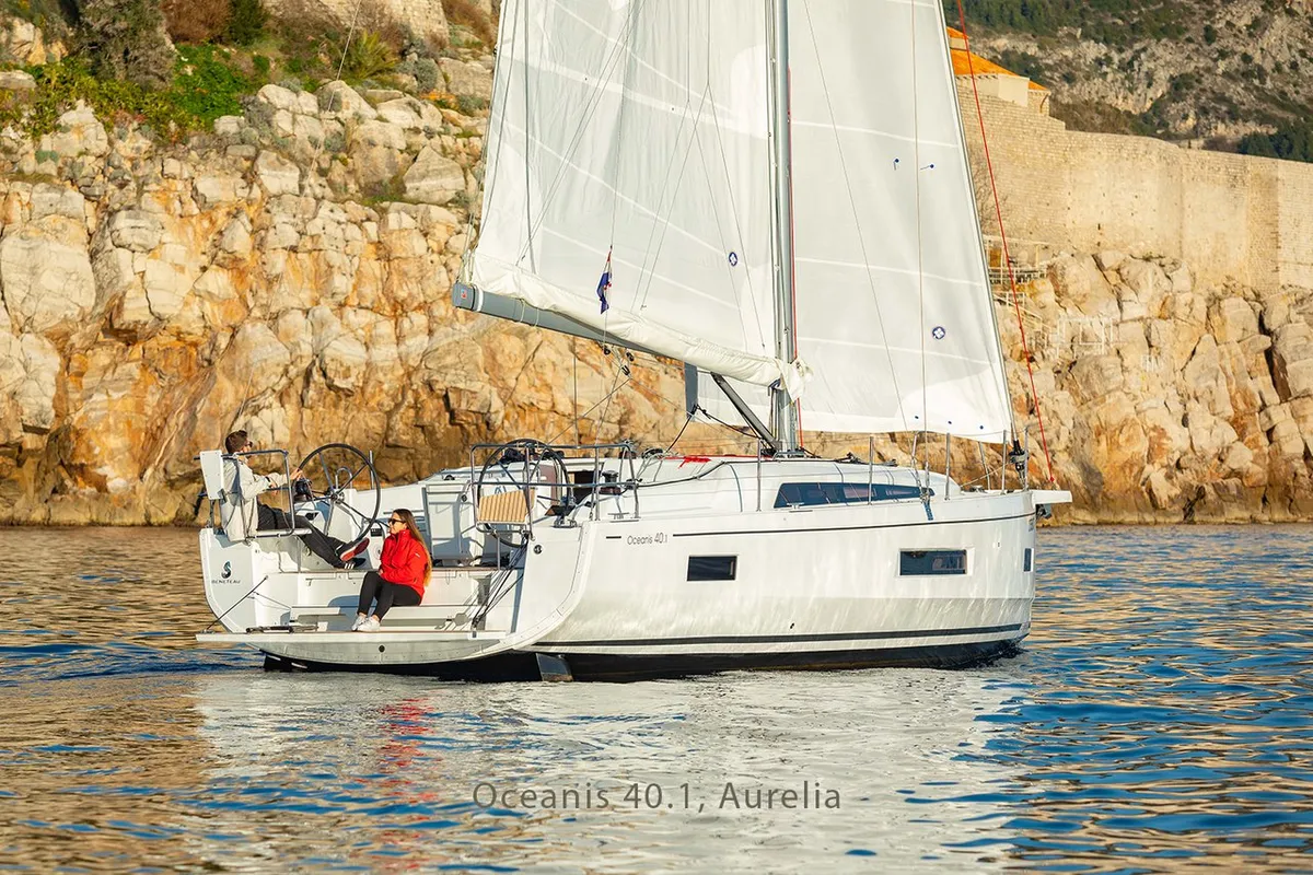 Exterior view of Aurelia, a Beneteau Oceanis 40.1 sailboat at Dubrovnik, Croatia