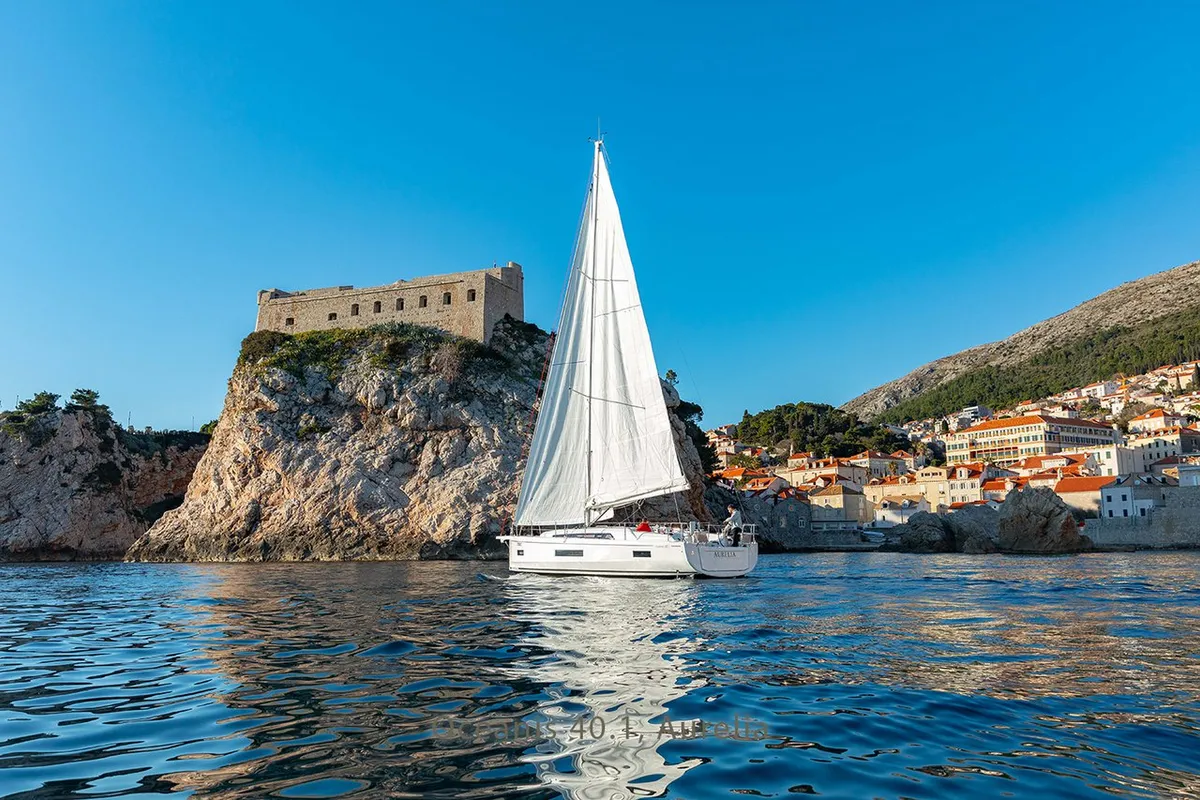 Exterior view of Aurelia, a Beneteau Oceanis 40.1 sailboat at Dubrovnik, Croatia