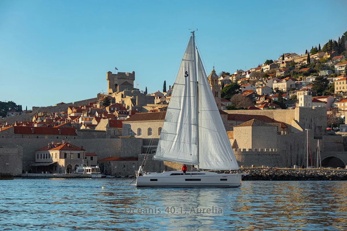 Exterior view of Aurelia, a Beneteau Oceanis 40.1 sailboat at Dubrovnik, Croatia