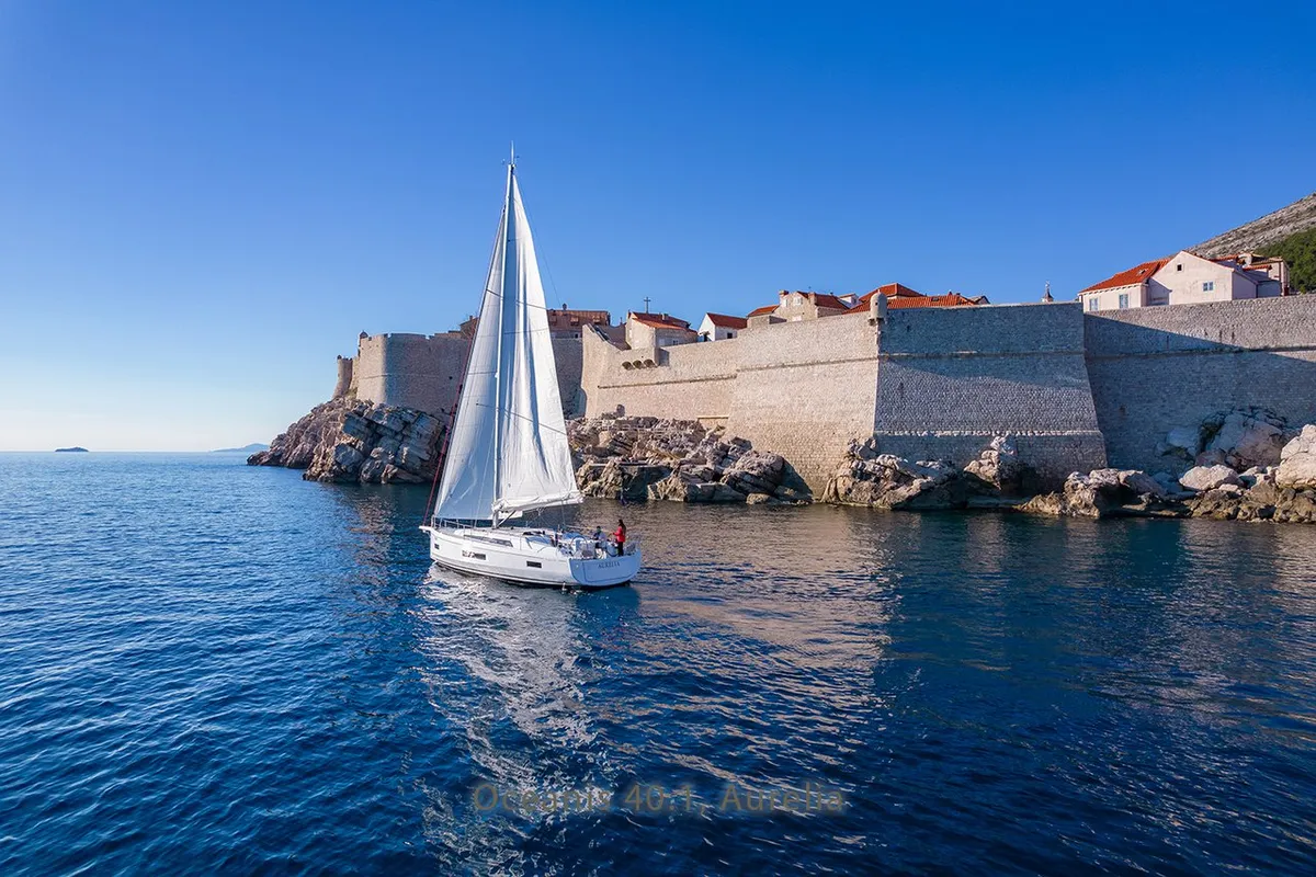 Exterior view of Aurelia, a Beneteau Oceanis 40.1 sailboat at Dubrovnik, Croatia