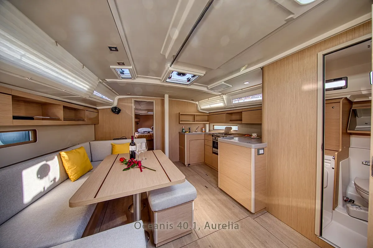 Salon of Aurelia, a Beneteau Oceanis 40.1 sailboat at Dubrovnik, Croatia