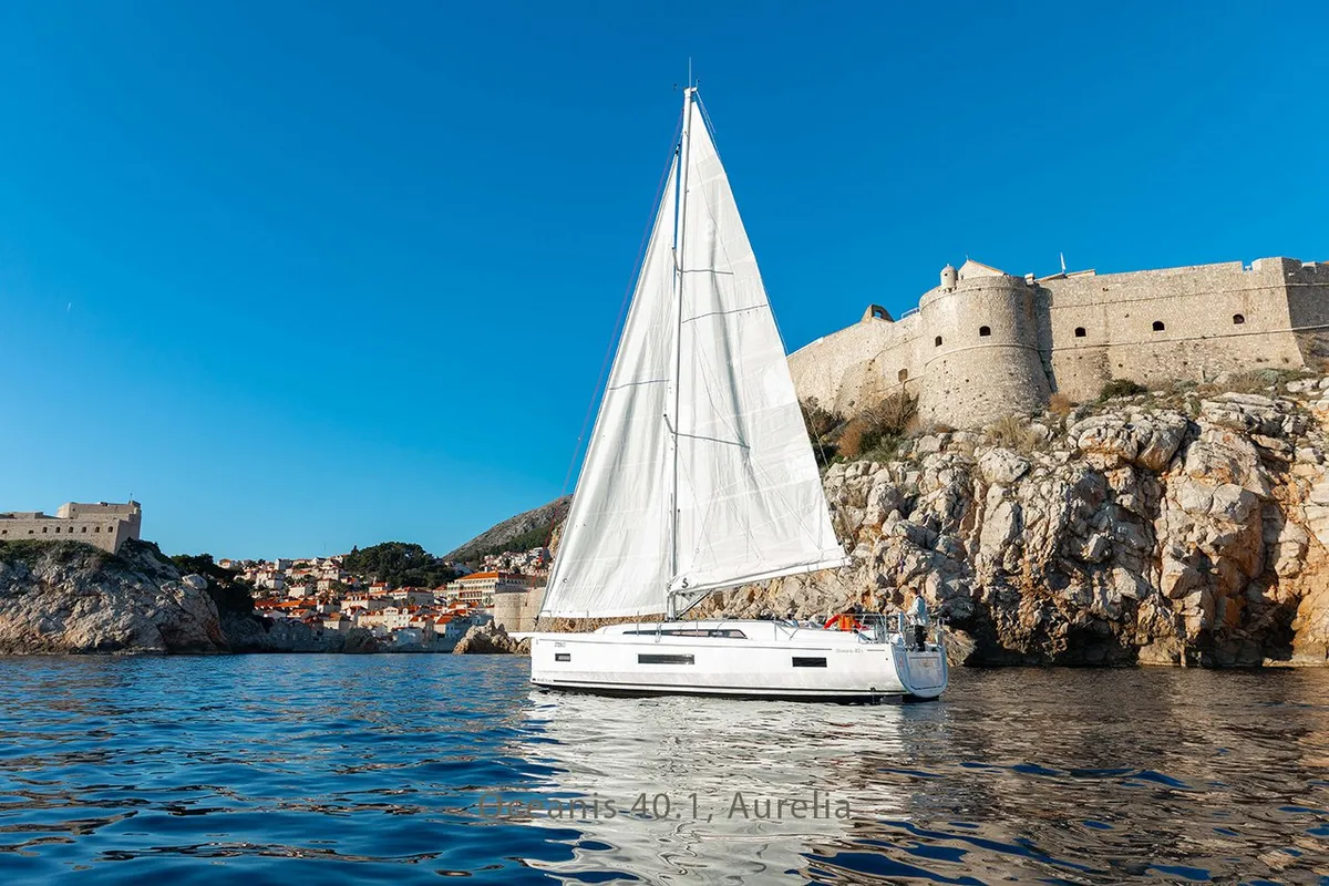 Exterior view of Aurelia, a Beneteau Oceanis 40.1 sailboat at Dubrovnik, Croatia