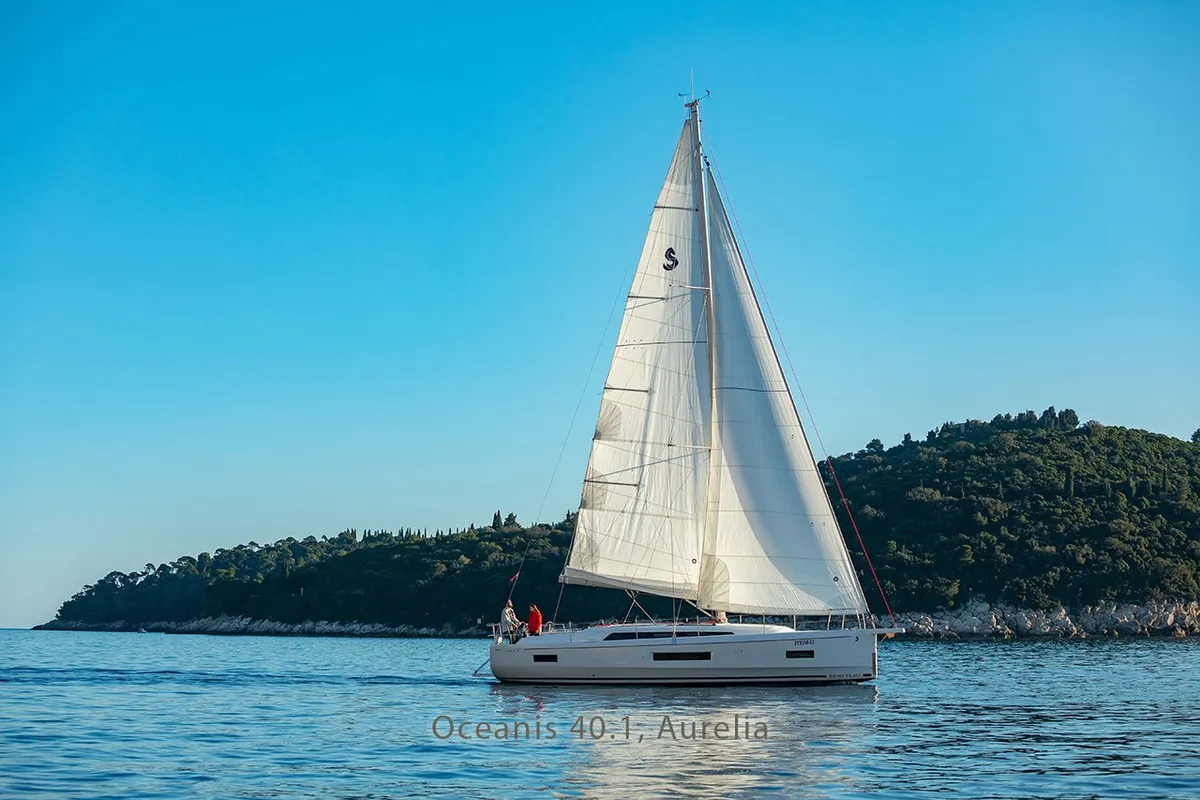Exterior view of Aurelia, a Beneteau Oceanis 40.1 sailboat at Dubrovnik, Croatia