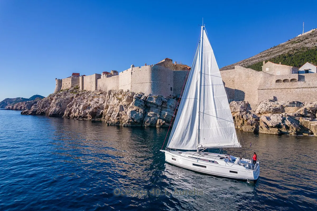 Exterior view of Aurelia, a Beneteau Oceanis 40.1 sailboat at Dubrovnik, Croatia