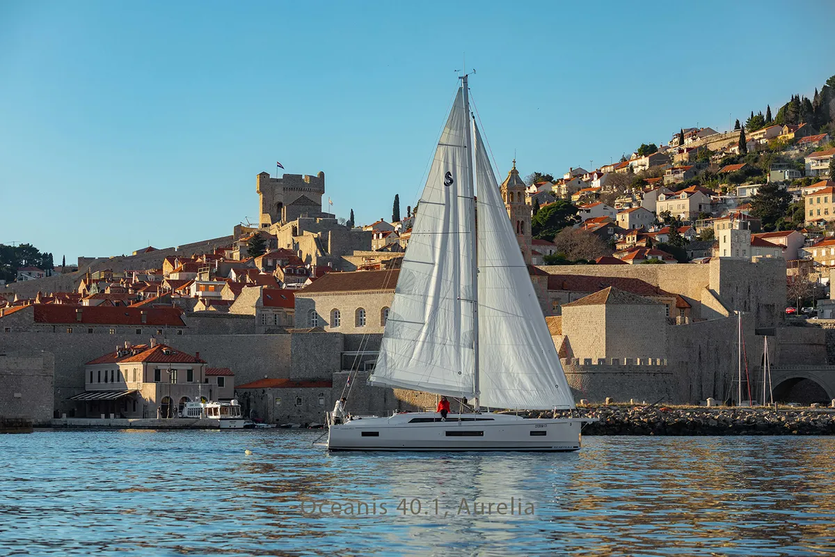 Exterior view of Aurelia, a Beneteau Oceanis 40.1 sailboat at Dubrovnik, Croatia