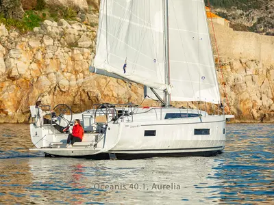 Deck of Aurelia, a Beneteau Oceanis 40.1 sailboat at Dubrovnik, Croatia