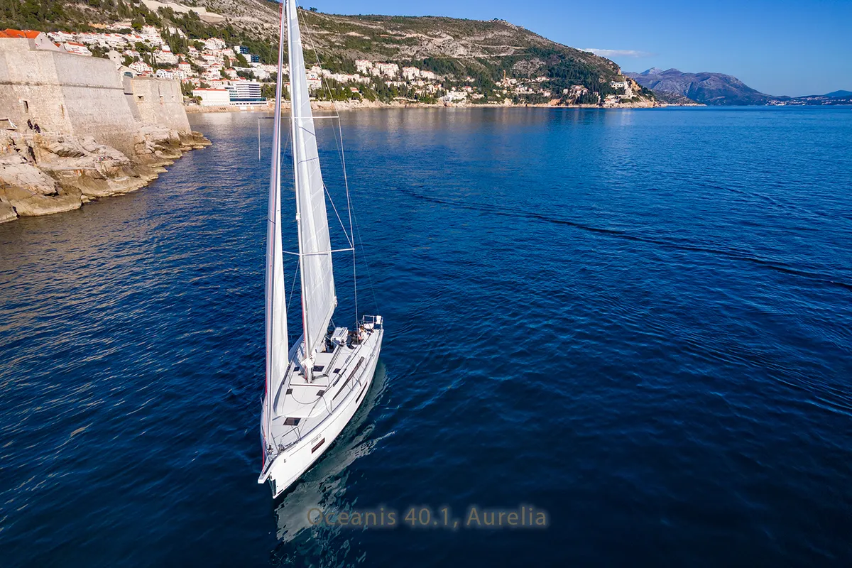Exterior view of Aurelia, a Beneteau Oceanis 40.1 sailboat at Dubrovnik, Croatia