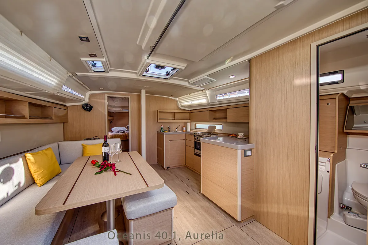 Salon of Aurelia, a Beneteau Oceanis 40.1 sailboat at Dubrovnik, Croatia