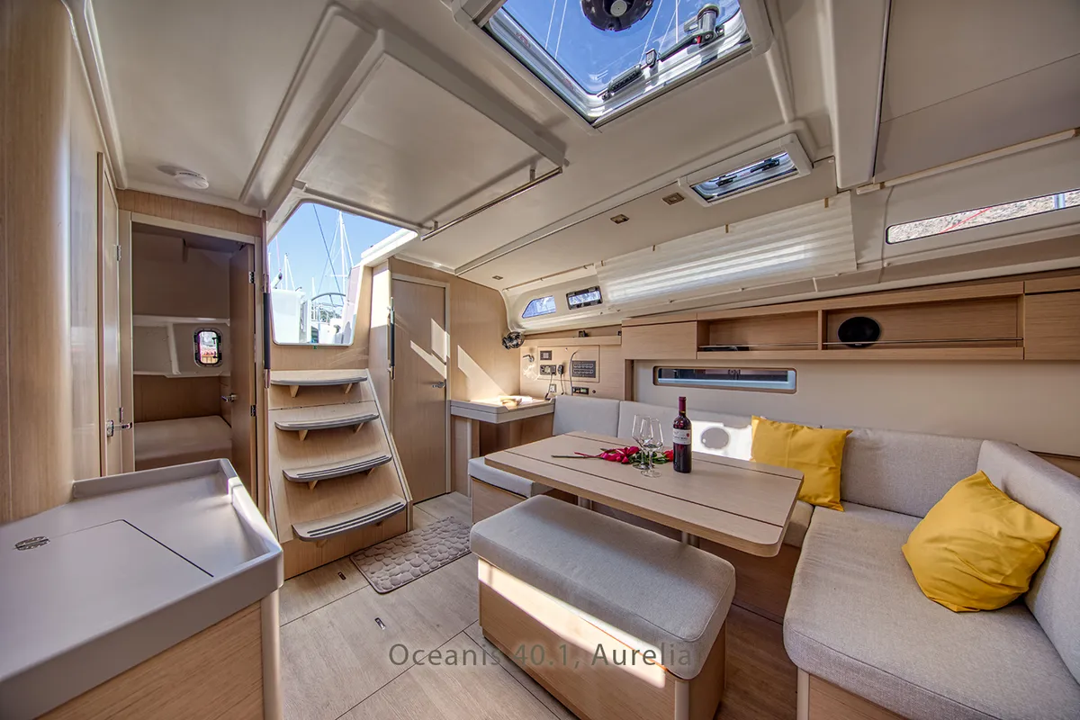 Salon of Aurelia, a Beneteau Oceanis 40.1 sailboat at Dubrovnik, Croatia