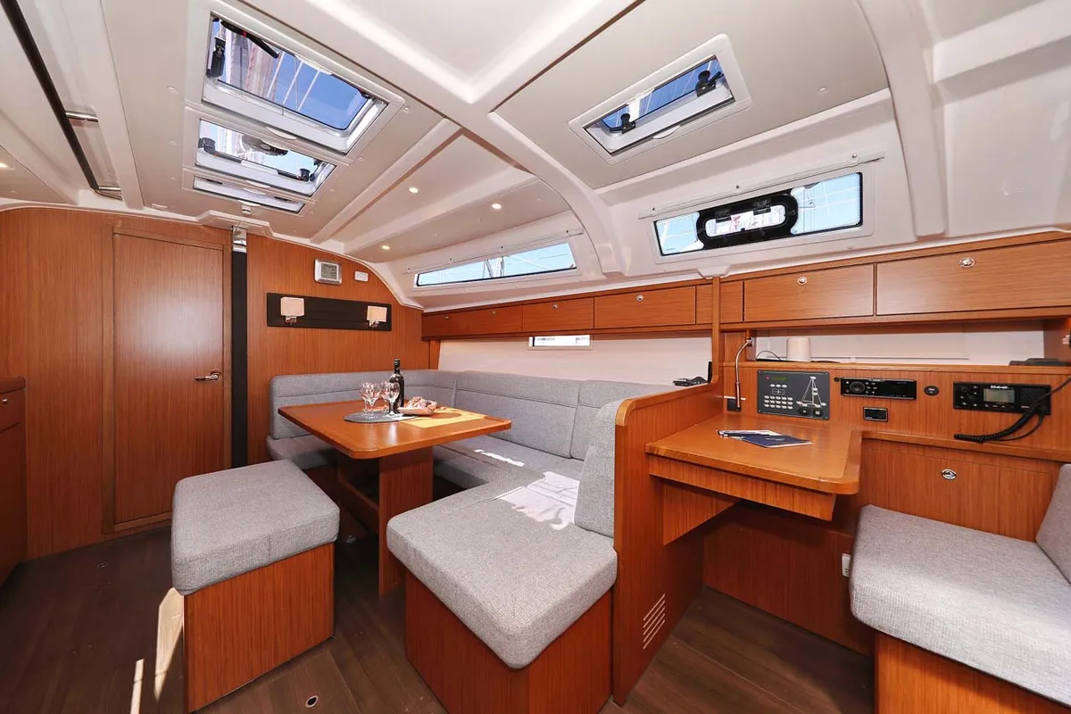 Salon of Madrugada, a Bavaria Cruiser 41 Style sailboat at Jezera, Croatia