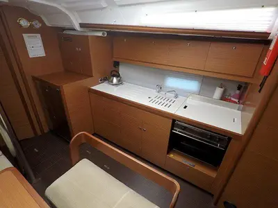 Galley of Sweetest taboo, a Dufour 430 GL sailboat at Grad Šibenik, Croatia