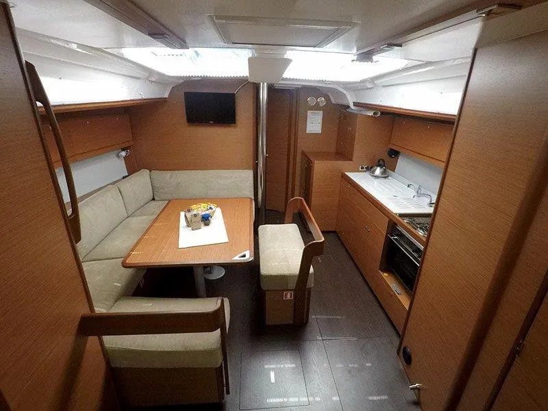 Salon of Sweetest taboo, a Dufour 430 GL sailboat at Grad Šibenik, Croatia