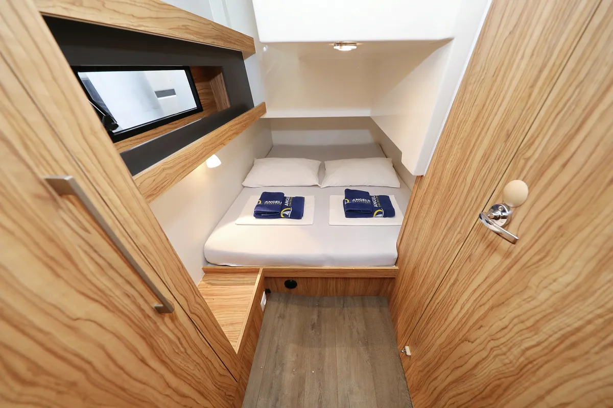 Cabin on Running Gag I, a Cobra Yachts Futura 40 Grand Horizon motor yacht at Grad Biograd na Moru, Croatia
