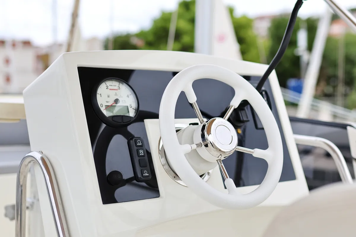 Cockpit of Running Gag I, a Cobra Yachts Futura 40 Grand Horizon motor yacht at Grad Biograd na Moru, Croatia