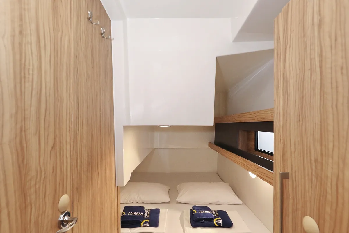 Cabin on Running Gag I, a Cobra Yachts Futura 40 Grand Horizon motor yacht at Grad Biograd na Moru, Croatia