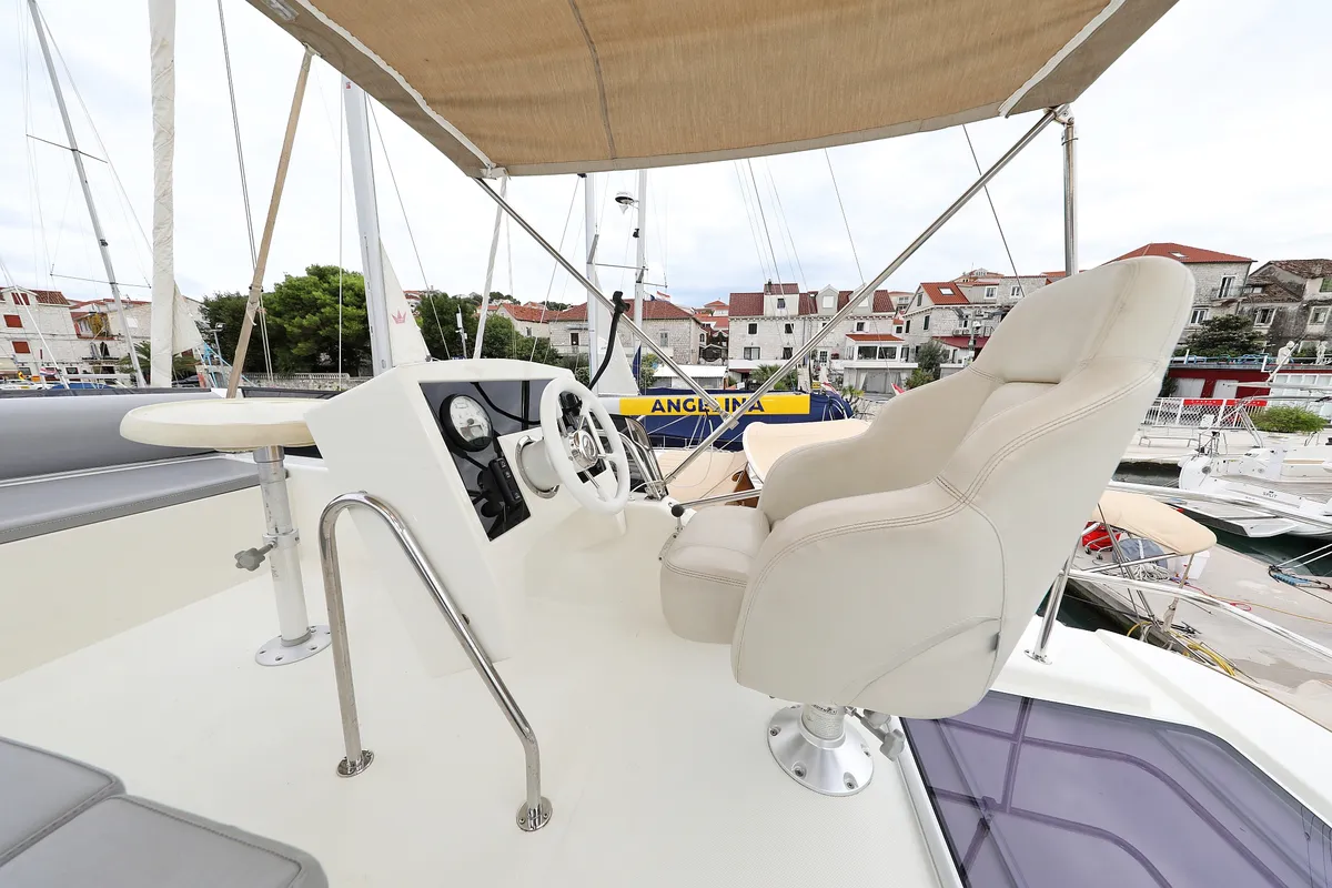 Cockpit of Running Gag I, a Cobra Yachts Futura 40 Grand Horizon motor yacht at Grad Biograd na Moru, Croatia