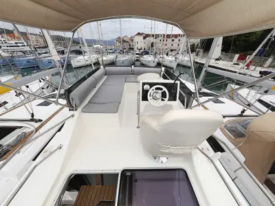 Cockpit of Running Gag I, a Cobra Yachts Futura 40 Grand Horizon motor yacht at Grad Biograd na Moru, Croatia