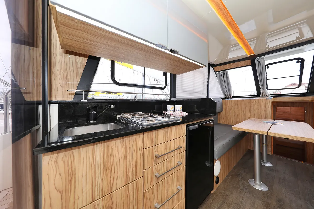 Galley of Running Gag I, a Cobra Yachts Futura 40 Grand Horizon motor yacht at Grad Biograd na Moru, Croatia