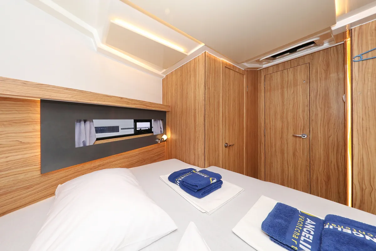 Cabin on Running Gag I, a Cobra Yachts Futura 40 Grand Horizon motor yacht at Grad Biograd na Moru, Croatia