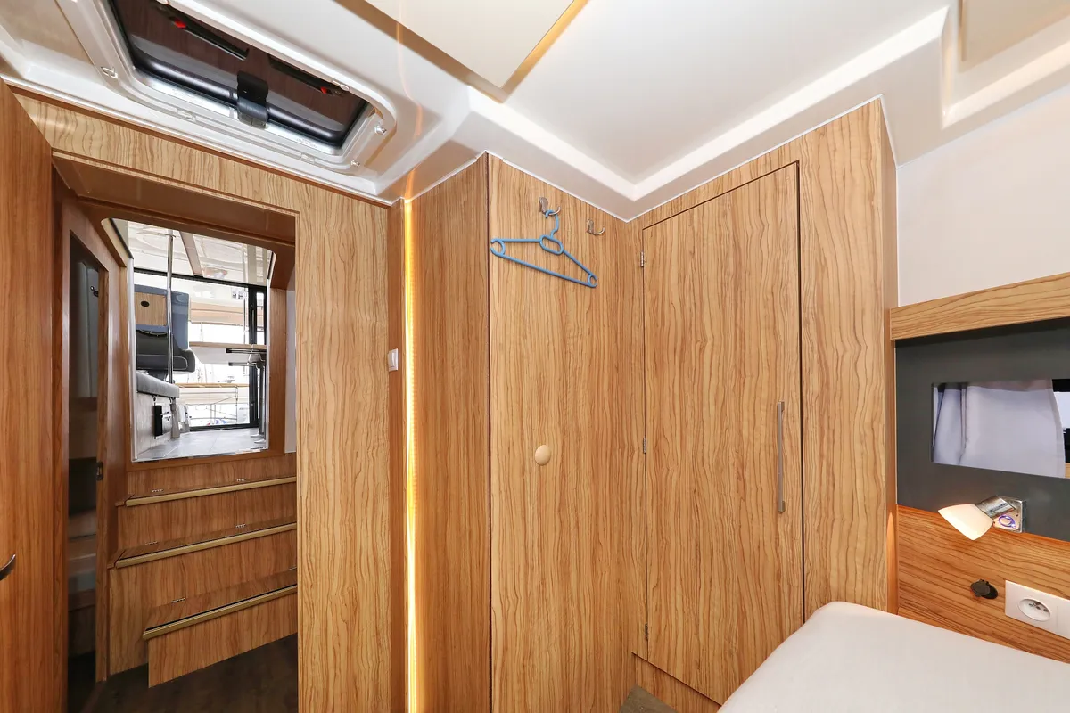 Cabin on Running Gag I, a Cobra Yachts Futura 40 Grand Horizon motor yacht at Grad Biograd na Moru, Croatia