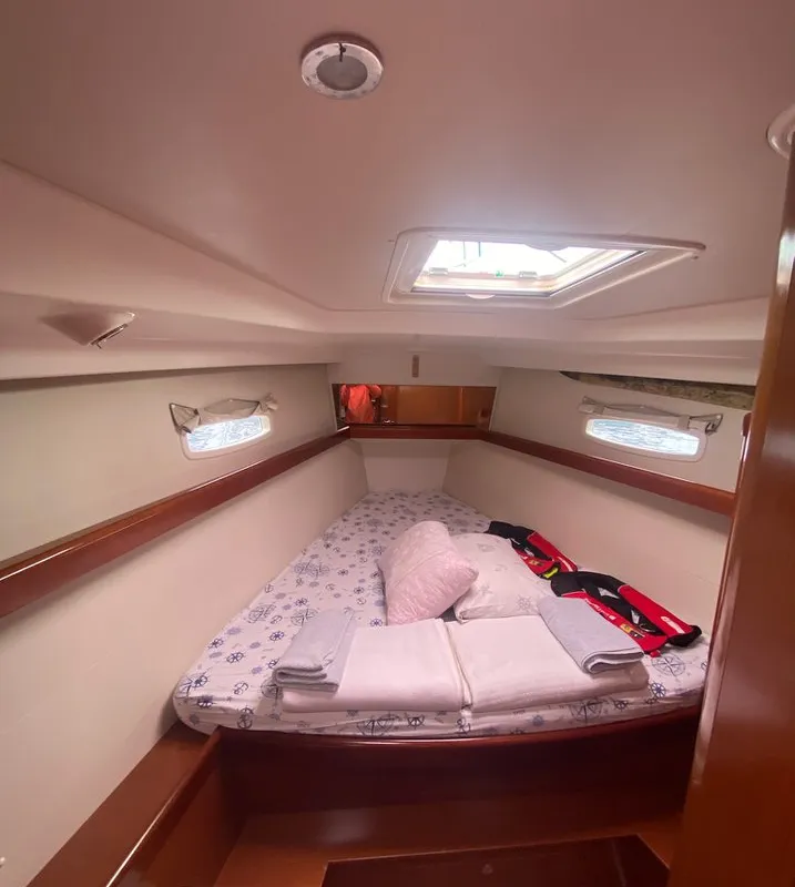 Cabin on Rhapsody, a Beneteau Oceanis 43 sailboat at Marmaris, Turkey
