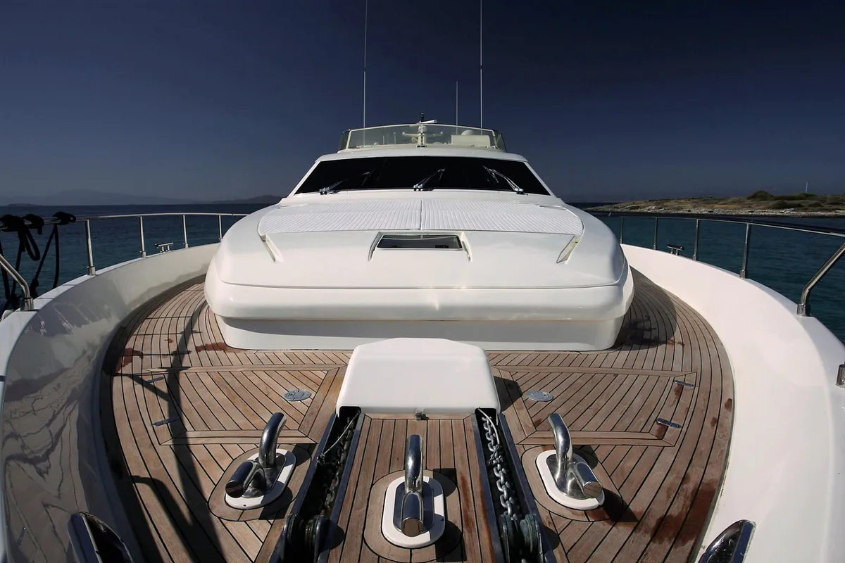 Galley of Kentavros II, a Ferretti 80 motor yacht at Kontokali, Greece