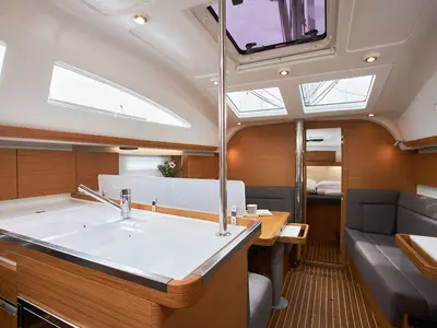 Galley of Iron man, a Elan Impression 40 sailboat at Grad Kaštela, Croatia