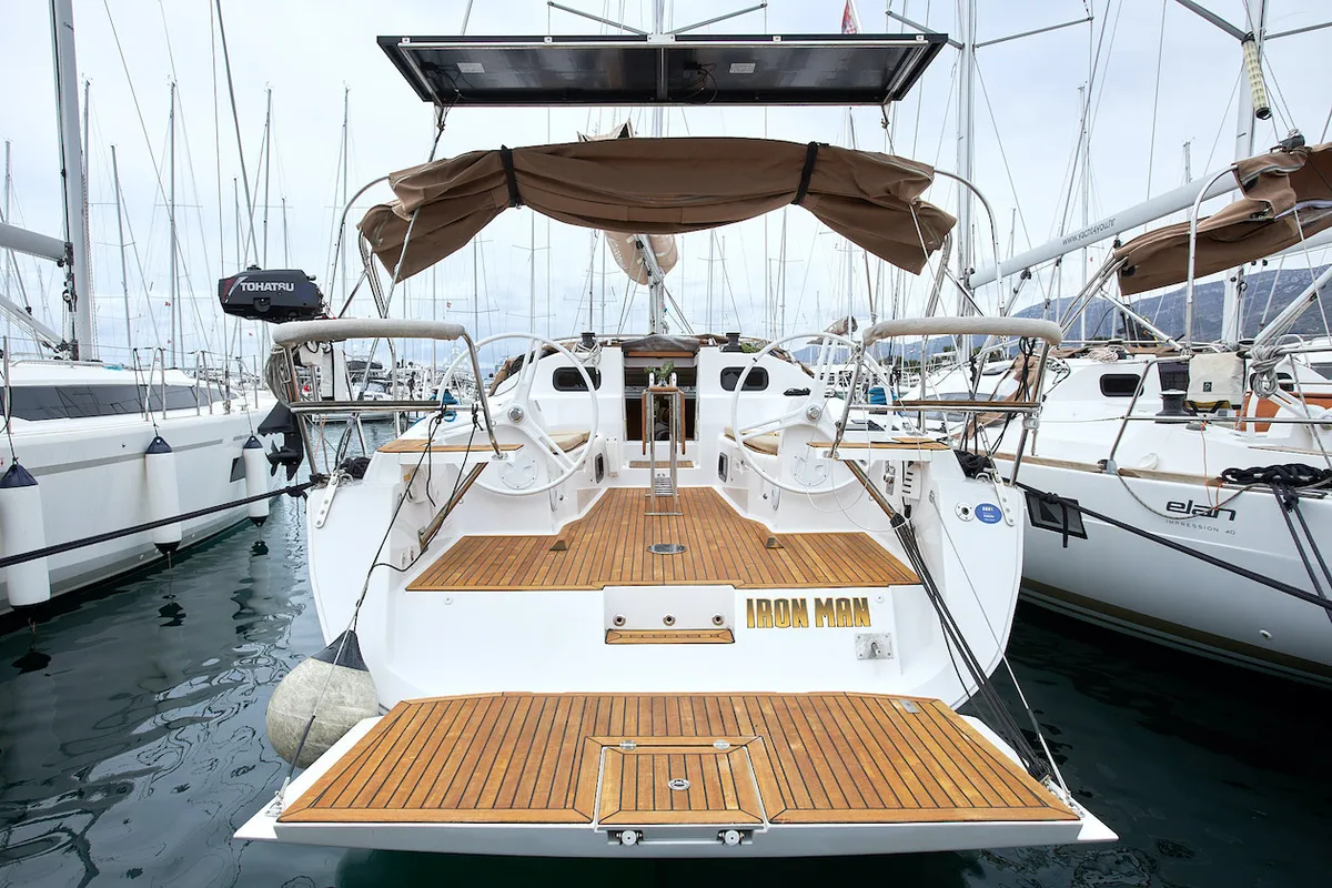 Exterior view of Iron man, a Elan Impression 40 sailboat at Grad Kaštela, Croatia