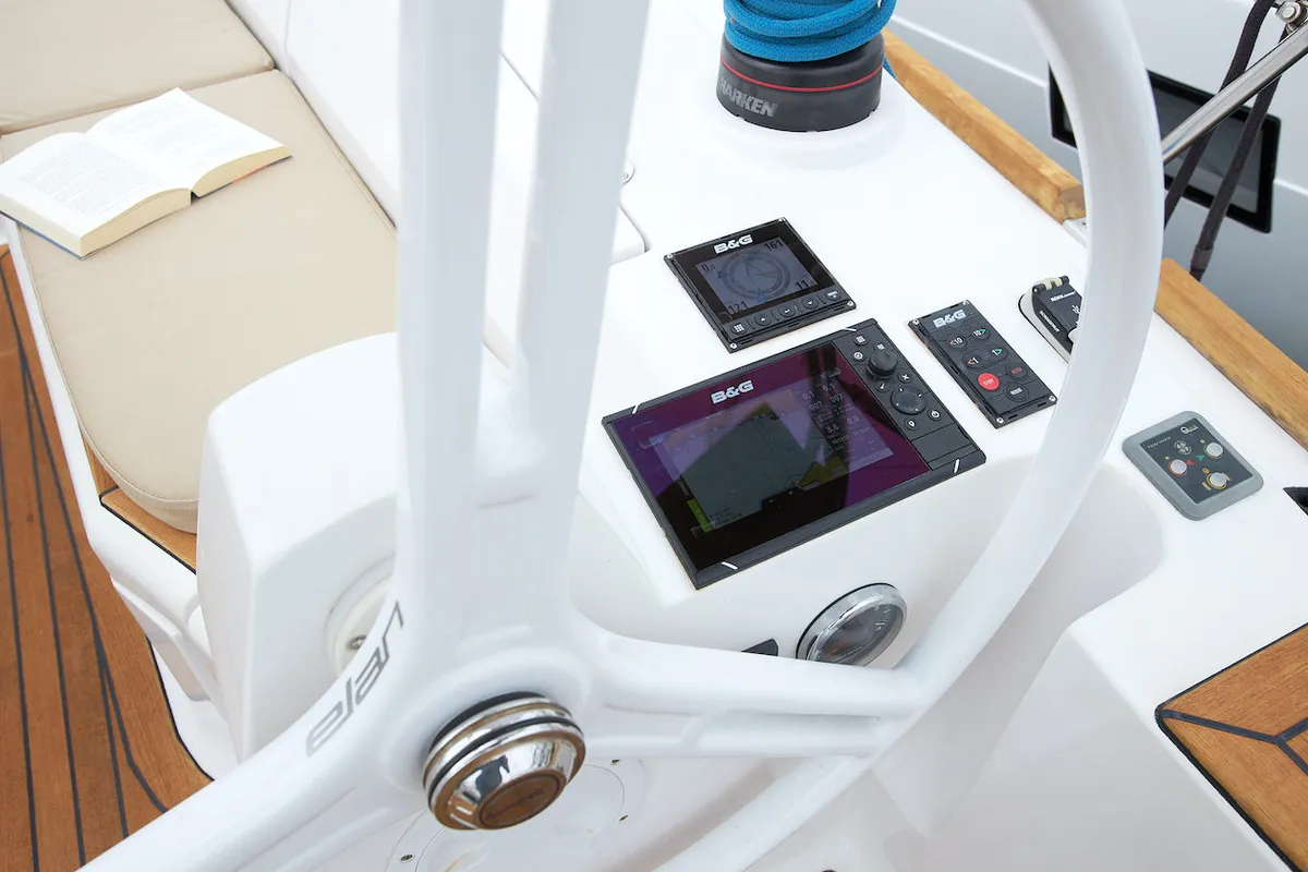 Cockpit of Iron man, a Elan Impression 40 sailboat at Grad Kaštela, Croatia