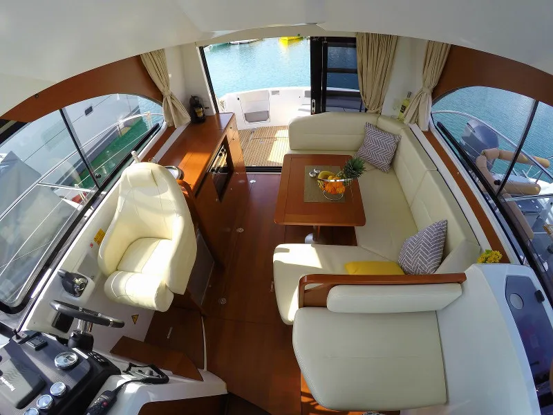 Cockpit of Lumar SeaMotion, a Beneteau Antares 30 Fly motorboat at Split, Croatia