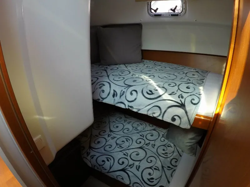 Cabin on Lumar SeaMotion, a Beneteau Antares 30 Fly motorboat at Split, Croatia