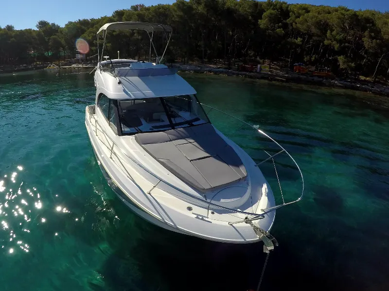 Exterior view of Lumar SeaMotion, a Beneteau Antares 30 Fly motorboat at Split, Croatia