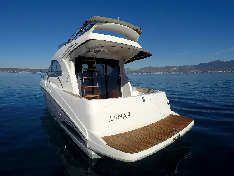 Exterior view of Lumar SeaMotion, a Beneteau Antares 30 Fly motorboat at Split, Croatia