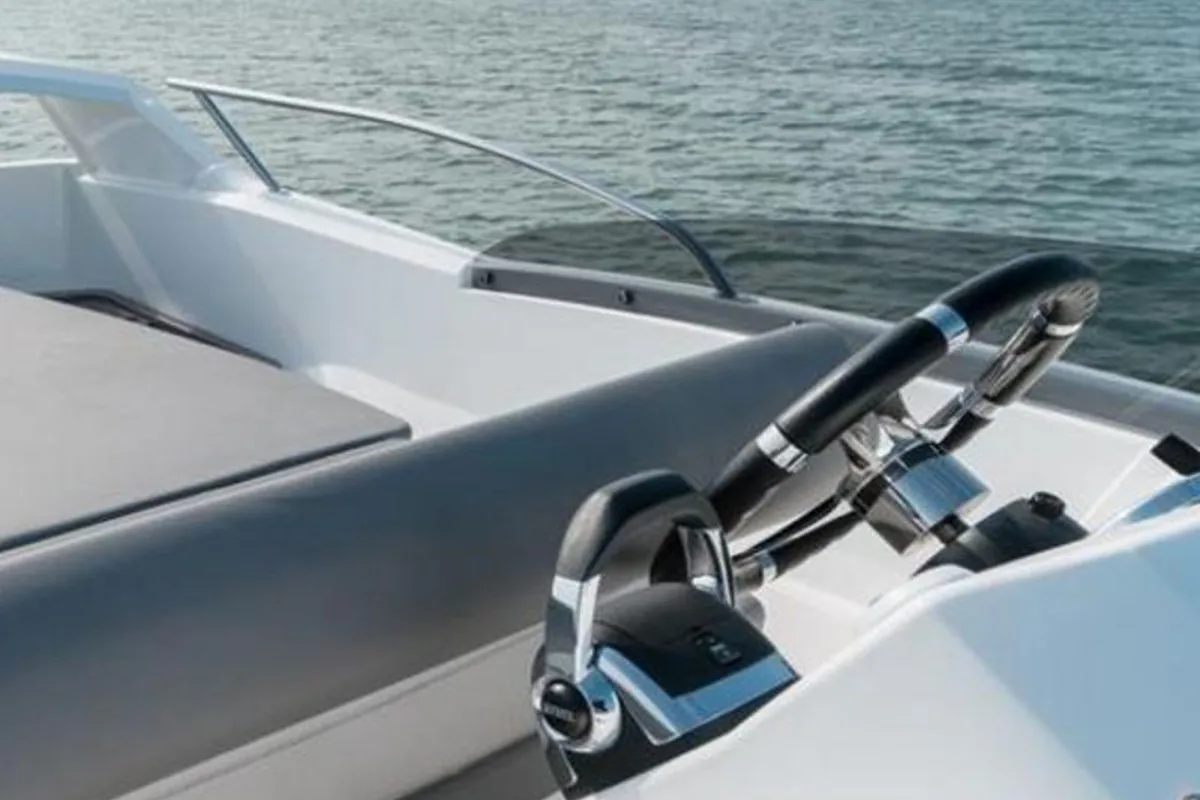 Cockpit of Lumar SeaMotion, a Beneteau Antares 30 Fly motorboat at Split, Croatia