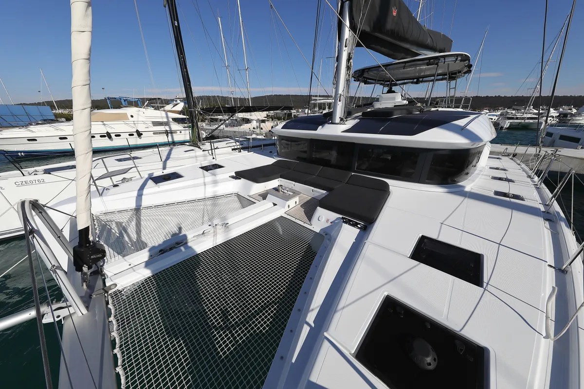 Deck of SERENDIPITY, a Lagoon 51 catamaran at Sukošan, Croatia