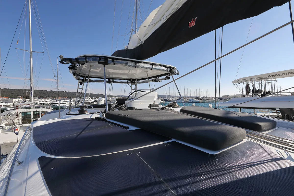 Exterior view of SERENDIPITY, a Lagoon 51 catamaran at Sukošan, Croatia