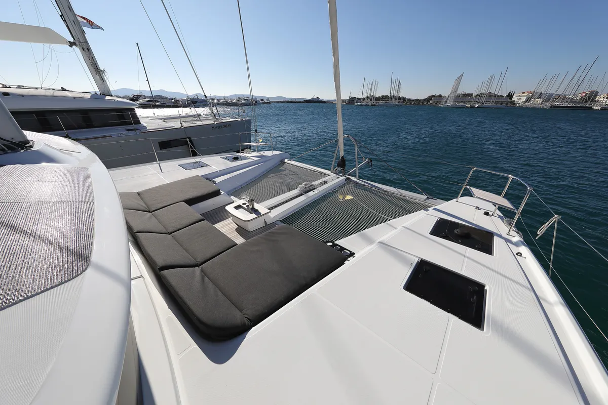Deck of SERENDIPITY, a Lagoon 51 catamaran at Sukošan, Croatia