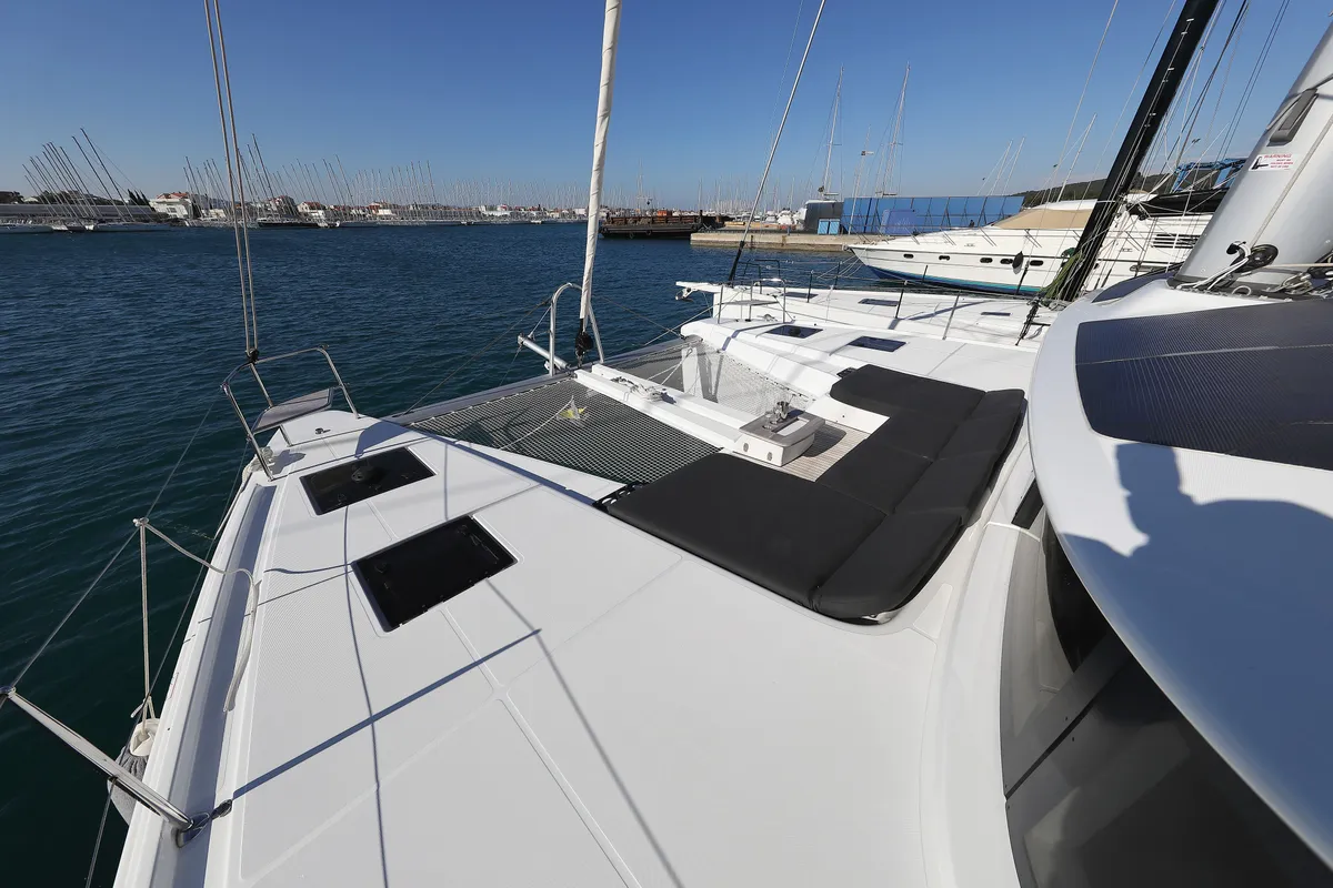 Deck of SERENDIPITY, a Lagoon 51 catamaran at Sukošan, Croatia